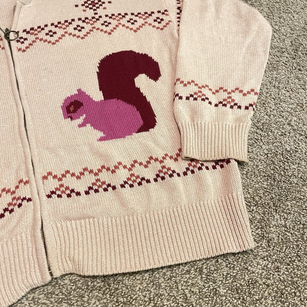 ModCloth Squirrel Fair Isle Full Zip Shawl Collar Cardigan Sweater Women's Large - Picture 5 of 11